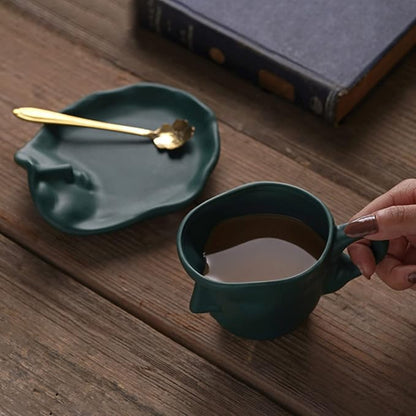 oliruim Green Coffee Cup and Saucer Set - Image 4