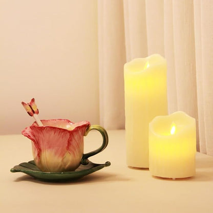 Ceramic Tea Cup and Saucer Set ，6OZ 3D Hand-Painted Flower Coffee Mug，Gift - Image 7