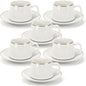 3oz Coffee Cup Set of 6 with Saucers, Porcelain Coffee Cups with Handles by Unknown