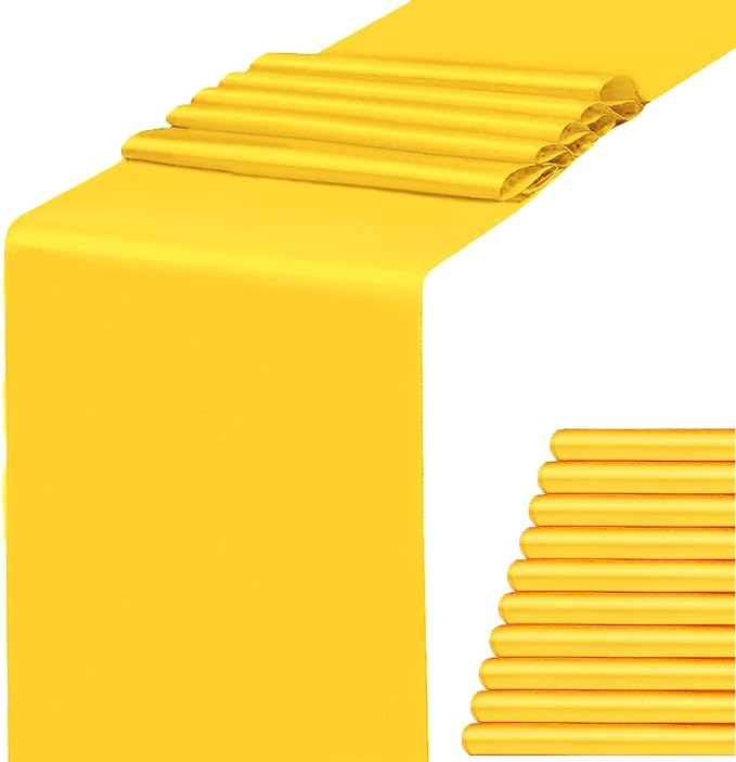 Pack of 10 Satin Yellow Table Runners 12 x 108 Inches by WENSINL