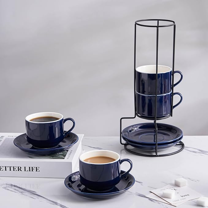 YOLIFE 8oz Porcelain Stackable Cappuccino Cups - Image 3