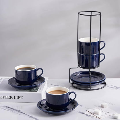 YOLIFE 8oz Porcelain Stackable Cappuccino Cups - Image 3