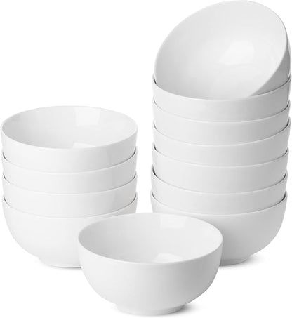 Brew To A Tea BTaT- White Soup Bowls Set of 12, 16 Ounces, Porcelain Dishes by BrewToATea
