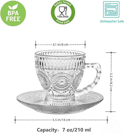 cosnou Vintage Glass Tea Cups - Image 2
