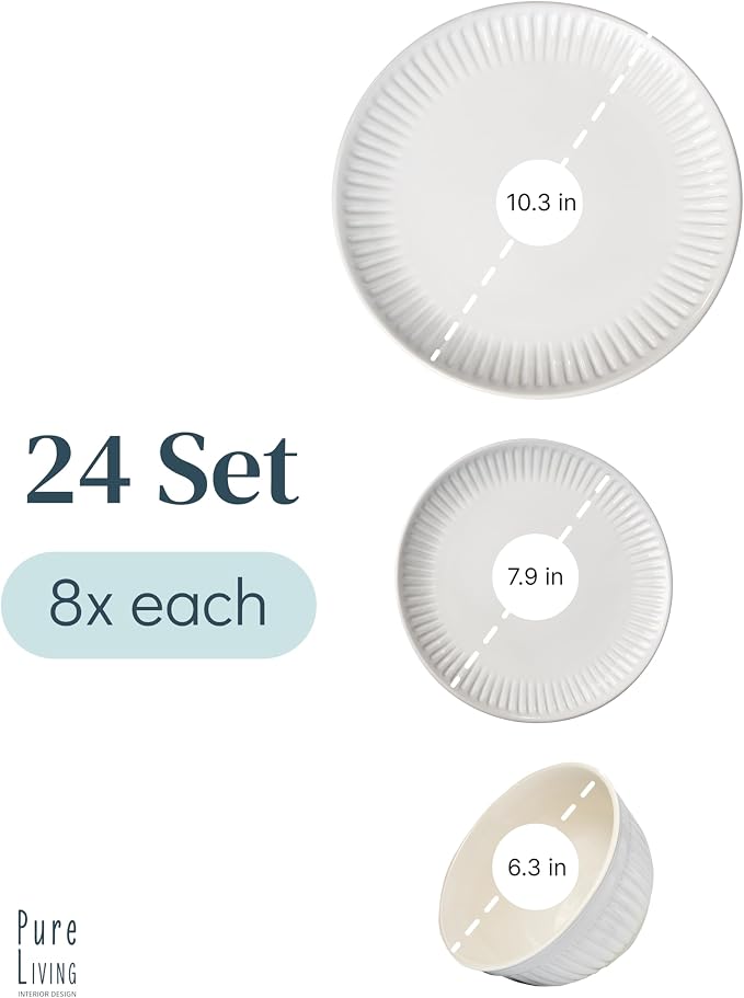24 Piece Stoneware Dinnerware Set - Image 3