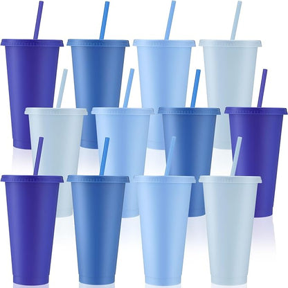 Skylety 12 Pcs Gray Blue Plastic Cups by Skylety