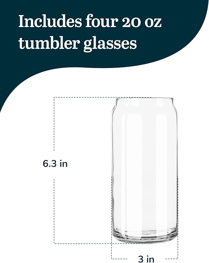Libbey Classic Can XL Set of Drinking Glasses, Iced Coffee Cups Set of 4 - Image 3