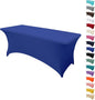 8FT Table Cloth for Rectangular Fitted Events Stretch Gemstone Blue Table Covers Washable Spandex Tablecloth Protector for Party, Wedding, Cocktail, Banquet, Festival