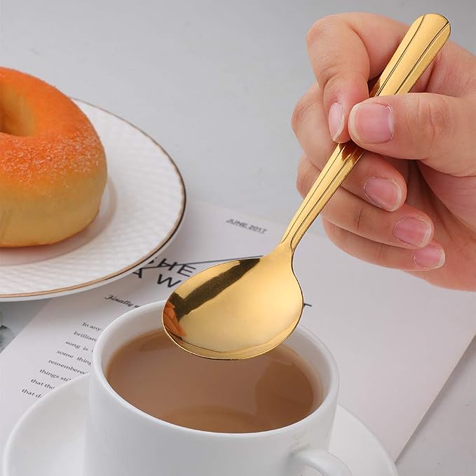 Bouillon Spoons Set of 12, 5.9 Inch Stainless Steel Soup Spoon, Metal Round - Image 2