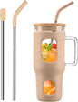WINSA Glass Tumbler with Lid, 32 oz Glass Cup with Handle, Glass Water Bottles by WINSA