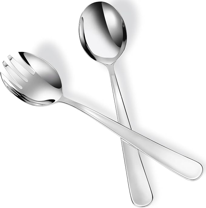 Premium Louise 18/10 Stainless Steel Salad Servers | Well-Balanced 9.45-Inch by KEAWELL