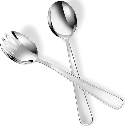 Premium Louise 18/10 Stainless Steel Salad Servers | Well-Balanced 9.45-Inch by KEAWELL
