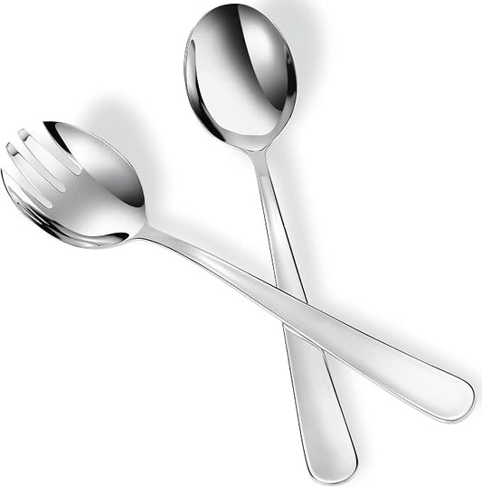 Premium Louise 18/10 Stainless Steel Salad Servers | Well-Balanced 9.45-Inch by KEAWELL