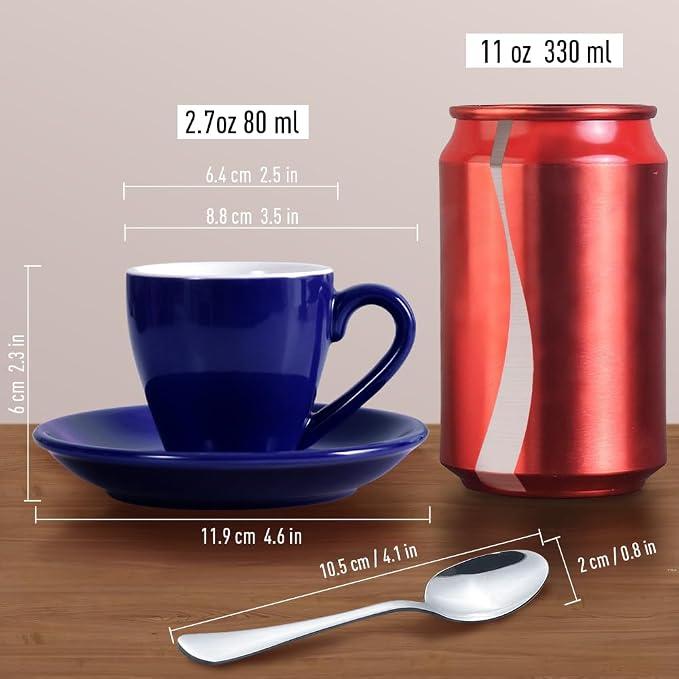 homEdge Porcelain Espresso Shot Cup Set - 80 ml / 2.67 oz - Image 6