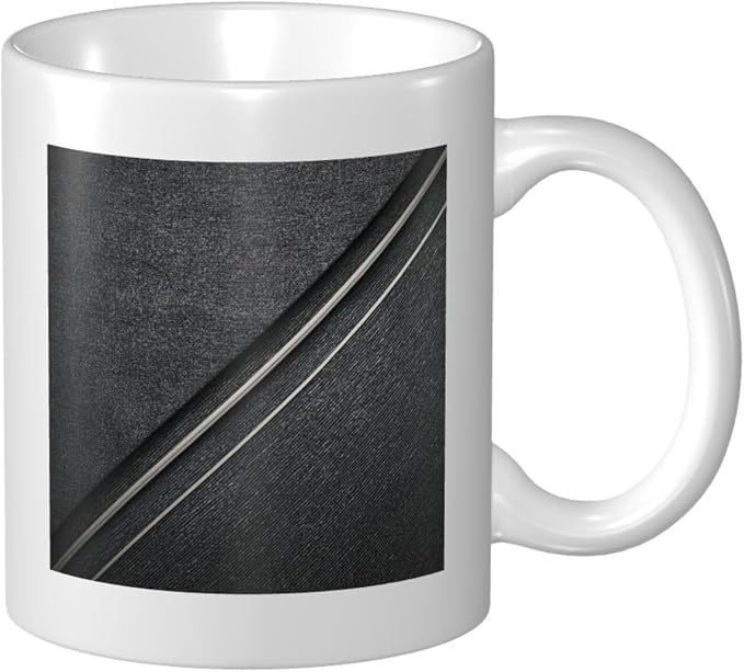 Thin White Lines Geometric Pattern Minimalist Ceramic Cup, Elegant Coffee Mug by Unknown