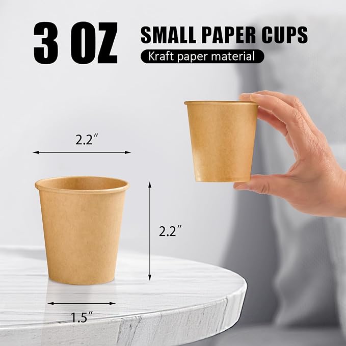 Clawsoff 1200 Pack 3 oz Paper Cups Disposable Kraft Mouthwash Bathroom Cups | - Image 2