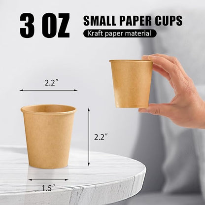 Clawsoff 1200 Pack 3 oz Paper Cups Disposable Kraft Mouthwash Bathroom Cups | - Image 2