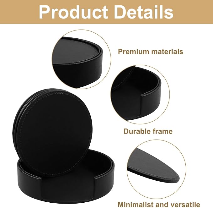 Leather Coasters for Drinks Set of 6 - Image 3