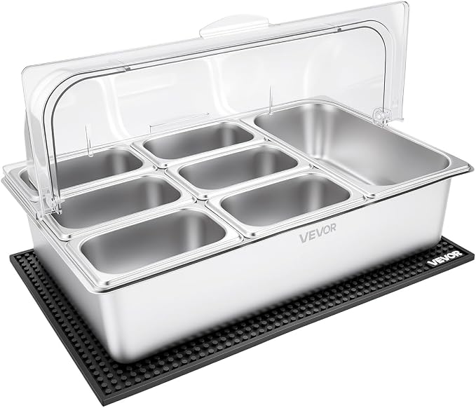 VEVOR Countertop Food Serving Display Container, Stainless Steel Food Salad by VEVOR