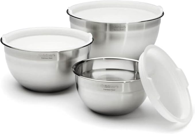 Cuisinart Mixing Bowl Set, Nesting Bowls, Stainless Steel, 3-Piece | 1.5 by Cuisinart