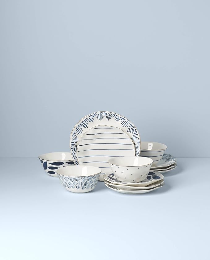 Lenox Blue Bay 12-Piece Dinnerware Set | ceramic, dishwasher safe, microwave - Image 3