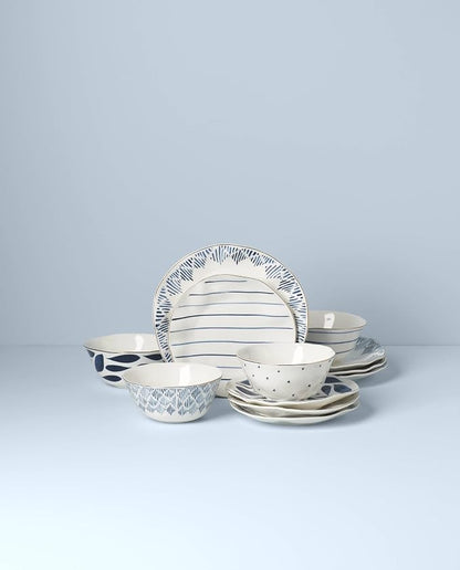 Lenox Blue Bay 12-Piece Dinnerware Set | ceramic, dishwasher safe, microwave - Image 3