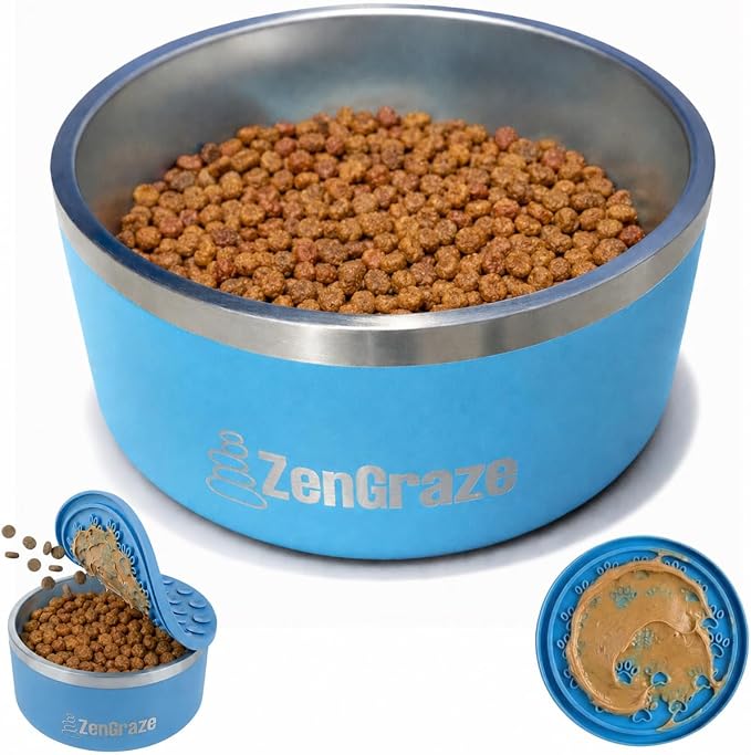 Stainless Steel Dog Bowl for Large Dogs | 64 oz, Non-Slip Base | Includes by KNRVCommerce
