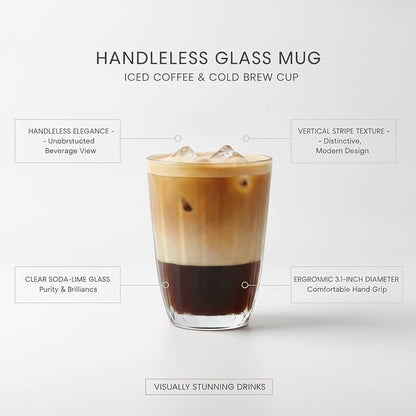 Handleless Glass Mug with Vertical Stripes - Image 5