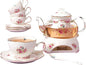 Jusalpha 16pcs Vintage Porcelain Flower Series Tea Set by Jusalpha