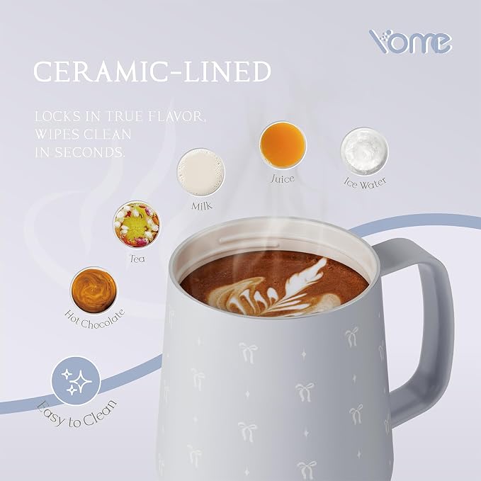 YOME 10oz Bow Grey Insulated Coffee Mug - Image 4