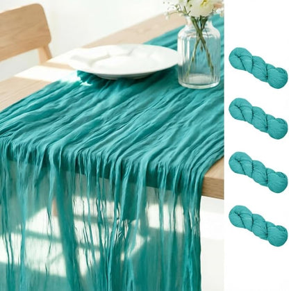 Teal Cheesecloth Table Runner 120 Inches 4 Pack Gauze Table Runner | Summer by LINXTAR