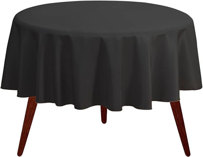 Gee Di Moda Round Tablecloth - 120 Inch Black Round Table Cloth for 60 to 96 Inch Round Tables - Heavy Duty Washable Fabric - for Buffet Table, Holiday Party, Dinner, Wedding & Baby Shower