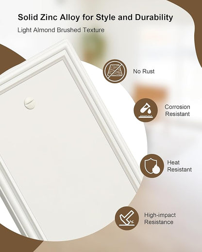 2-Pack Single Blank Wall Plate, Durable Solid Zinc Alloy Blank Wall Plate Cover, Light Almond Blank Switch Plate Cover, Corrosion Resistant