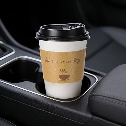 50 Pack 20 oz Disposable Paper Coffee Cups, Paper To Go Cups with Lids, Sleeve and Straw, Hot Paper Cups for Home, Office and Party (White 20oz)