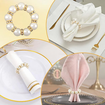 60 Pcs Pearl Napkin Rings Set - Image 5