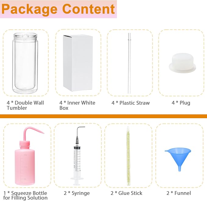 20 Oz Acrylic Snowglobe Tumbler Including Diy Kit, 4 Pack Pre-Drilled Double - Image 2