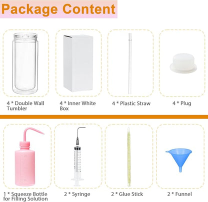 20 Oz Acrylic Snowglobe Tumbler Including Diy Kit, 4 Pack Pre-Drilled Double - Image 2
