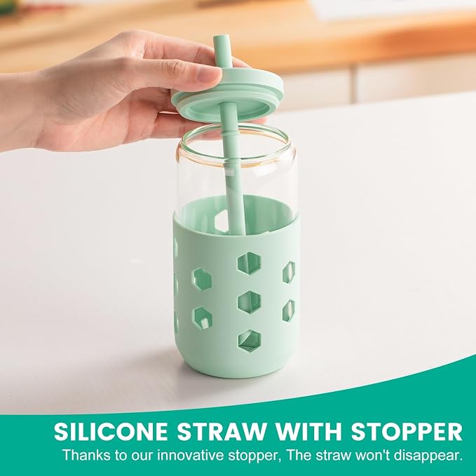 Mrsdry 16 oz Glass Cups with Lids and Straws - Image 7