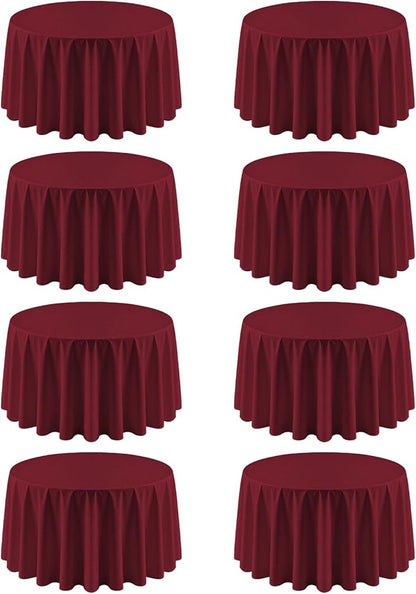 8 Pack Round Tablecloth 90 Inch Burgundy Tablecloth for Valentine’s Day Round Tables, Washable Polyester Table Cloth Stain and Wrinkle Resistant Decorative Table Cover for Wedding Party Dining Banquet