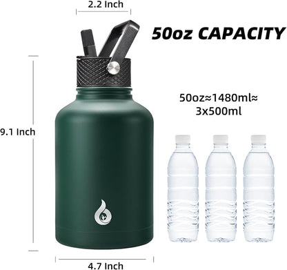 BJPKPK 50oz Large Insulated Water Bottle, Stainless Steel Water Jug | - Image 4