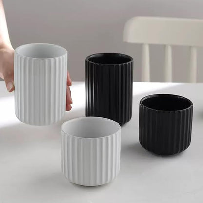 Nordic Ceramic Mug, Japanese Tea Cup 10oz Striped Cup No Handle Drinking Cup - Image 4