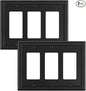 2-Pack Triple Decorator Outlet Cover Plate, Black Pearls Decorative Switch Plates and Outlet Covers, Metal Wall Plates for Electrical Outlets, Receptacle, GFCI Outlet, Dimmer Switch