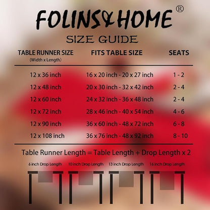 FOLINS&HOME Red Waterproof Decorative Table Runner 60 Inches Long | 210GSM - Image 6