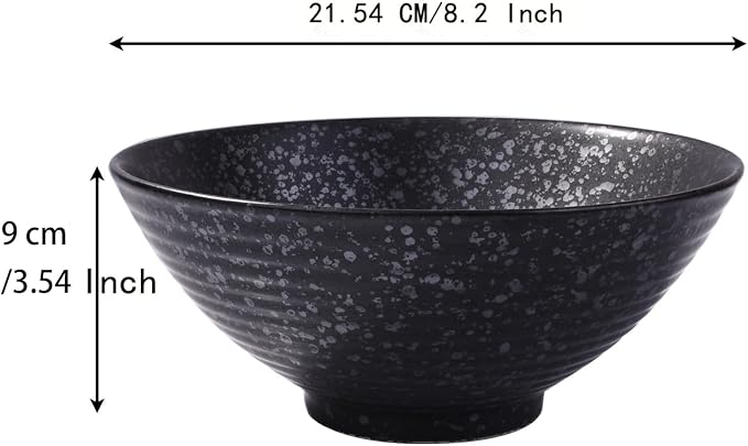 Japanese Ceramic Noodle Bowls Set of 2 – 8.2 Inch Black Ramen Pho Bowls - Image 2