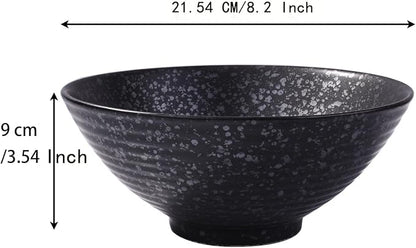 Japanese Ceramic Noodle Bowls Set of 2 – 8.2 Inch Black Ramen Pho Bowls - Image 2