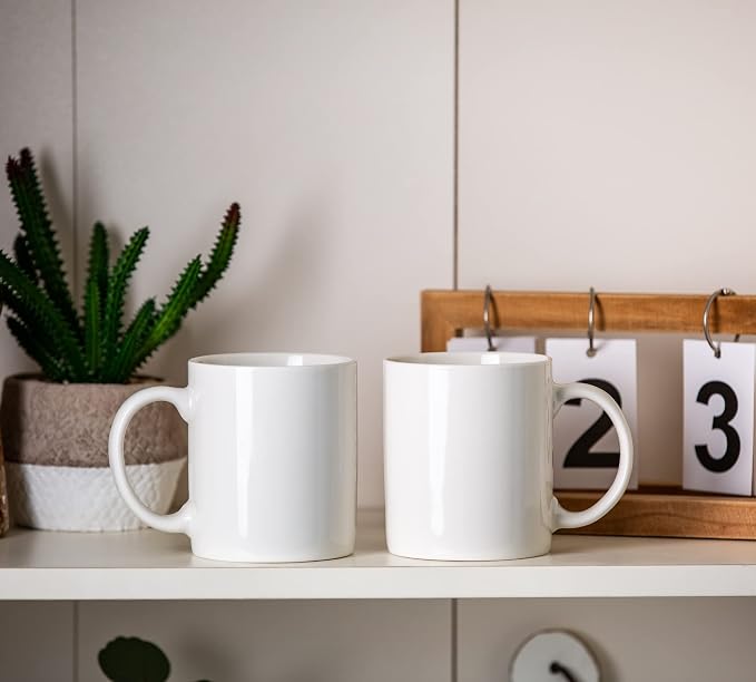 GBhome White Coffee Mugs Set of 12, 12 oz Ceramic Coffee Cups | Classic COffee - Image 8