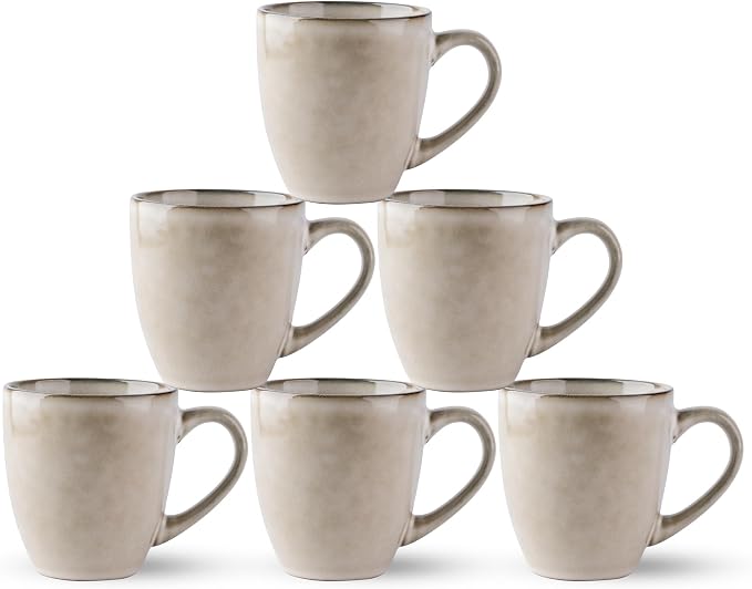 GBhome Ceramic Coffee Mugs Set of 6, 12oz Stoneware Coffee Mugs Set by GBhome