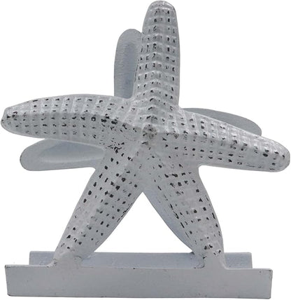 Nautical Starfish Lunch/Dinner/Metal Napkin Holder/Kitchen Napkin/Beverage Cocktail/Ocean/Coastal By The Metal Magician (Distressed White)