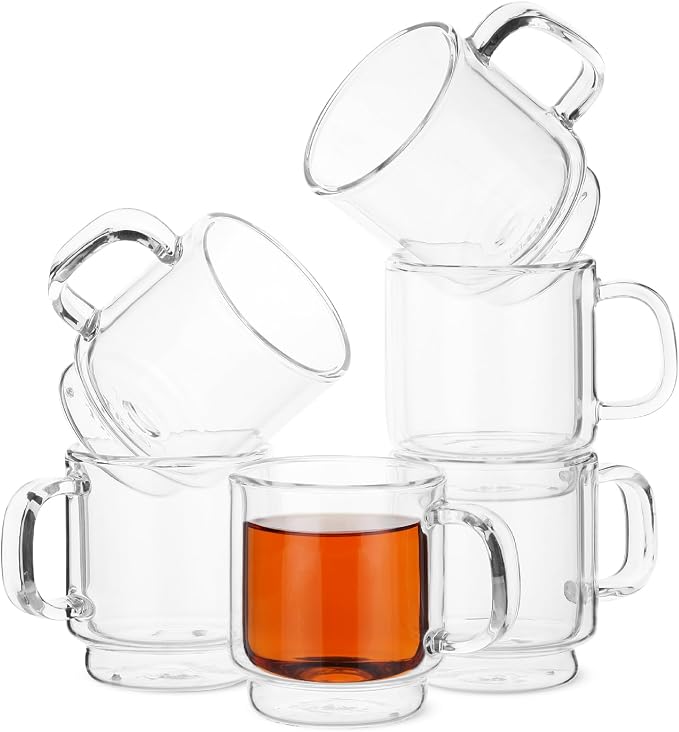 BTaT- Double Walled Stackable Espresso Cups, 2 oz, Double Wall Insulated by BrewToATea