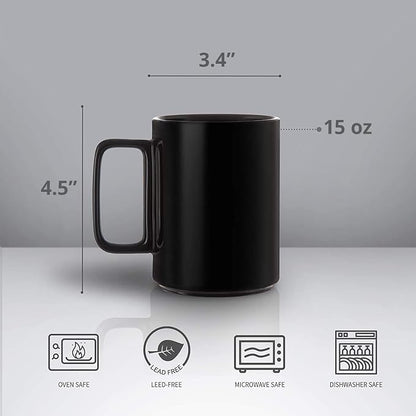 E-liu Large 15 Ounces Porcelain Coffee Mug Tea Mugs Set of 6 | Cups - Image 2